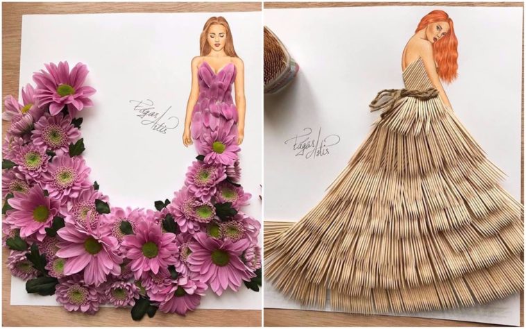 Edgar Artis Creates Fashion Sketches Using Everyday Objects - Virily